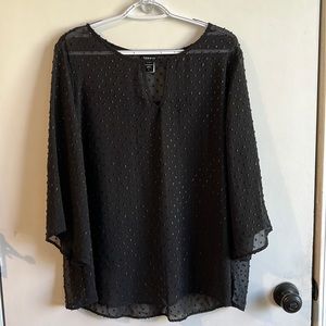 Black, sheer, textured top